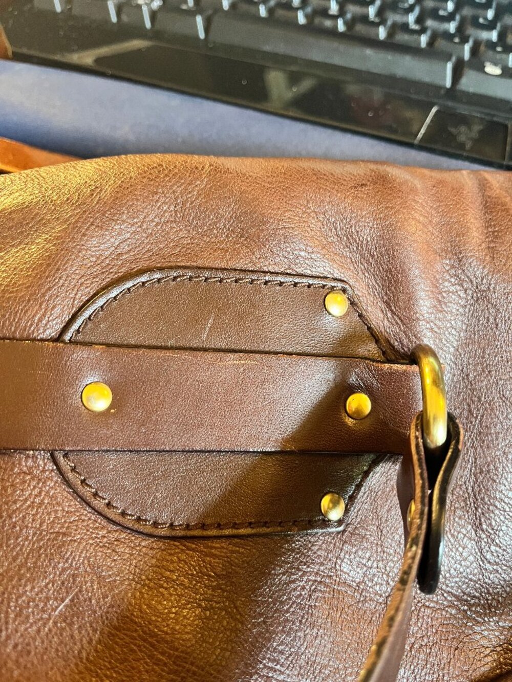Dark Brown Leather Satchel with Horse and Horseshoe Charms - Picture 13 of 13